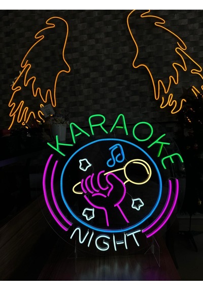 Karaoke Nıght Yazılı Ve Şekilli Neon Tabela Çok Renkli