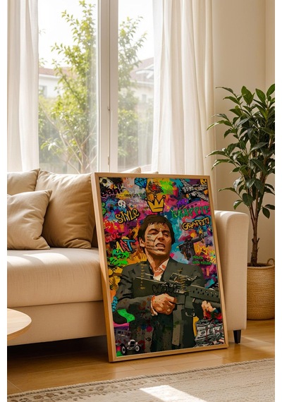 Tony Montana Çerçeveli Tablo Graffiti Ofis İçin Hediye Street Art