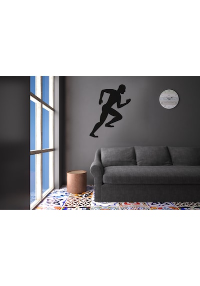 Koşan Sporcu Folyo Sticker 100cm Uzunluk Siyah