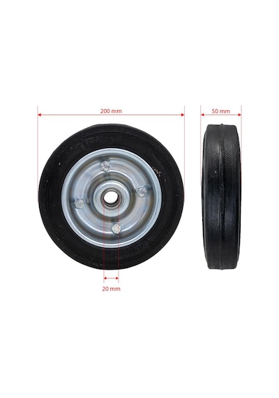 Yük Taşıma Dolgu Lastik Teker Çelik Saç Jant 200 X 50 Mm