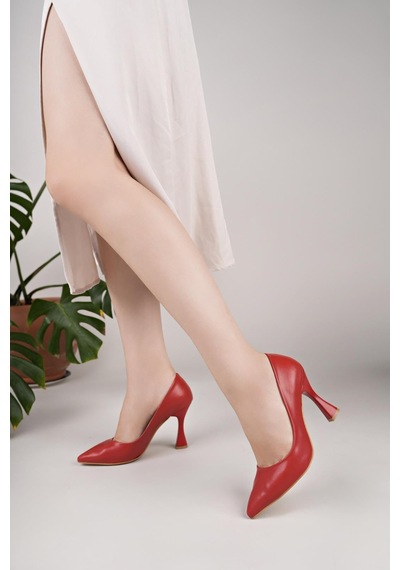 Nesilshoes Nesil Shoes Özma 499 Kırmızı Topuklu Kadın Stiletto