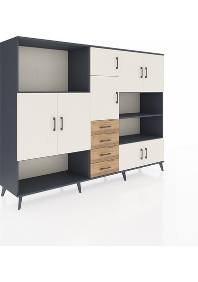 Hyperion Dolap 9 Raflı 4 Çekmeceli 8 Kapaklı 220x44x163 Antrasit- Antrasit-aytaşı/çam Hyperion Dolap 9 Raflı 4 Çekmeceli 8 Kapaklı 220x44x163 Antrasit- Antrasit-aytaşı/çam