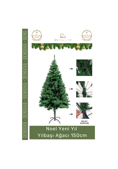 Yılbaşıağacı Kaliteli Dekoratif Lüks Yılbaşı Çam Ağacı Sık Yapraklı Yeşil Noel Paket 150 Cm 240 Dal Standart
