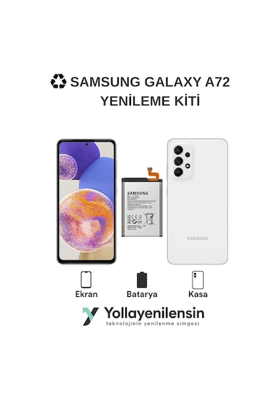 Samsung Galaxy A72  Kiti Ekran + Batarya + Arka Kasa Model Uyumlu, Yüksek Kalite Parçala