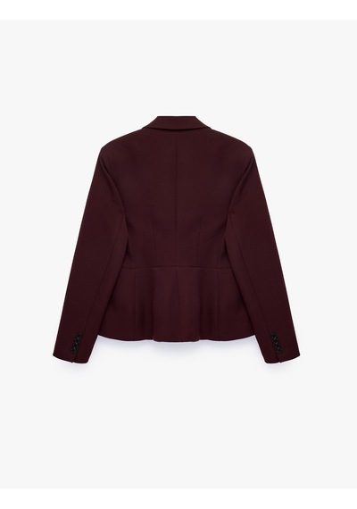 Koton Geniş Yaka Dikiş Detaylı Düğmeli Blazer Ceket Bordo 7wak50077uw
