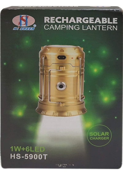 Güneş Enerjli Solar Şarjlı Kamp Lambası 1 W+6 Led 5800t Çok Renkli