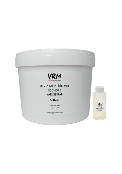 Vrm Vernik Reçine Marketi Rtv-2 30 Shore Yarı Şeffaf Sert Kalıp Silikonu 5 KG