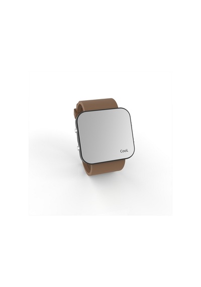 Cool Watch Saat - Siyah Led Kasa - Kahverengi Kayış Unisex Pembe