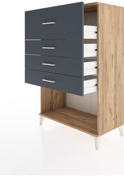 Hyperion Dolap 4 Çekmeceli 88x44x134 Çam-antrasit Atlas Çam