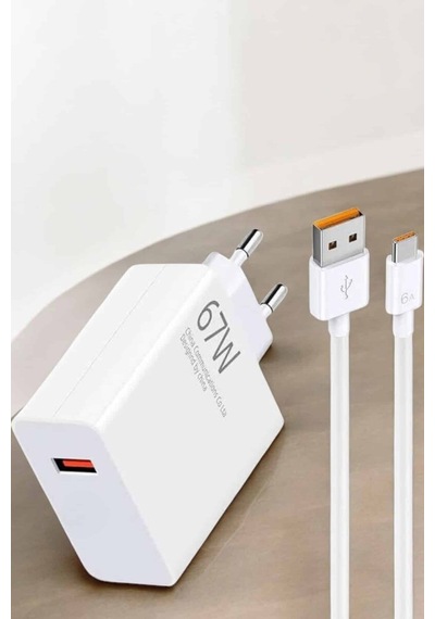 Şarj Aleti 67w Hızlı Şarj Turbo Type-c Uyumlu Şarj Adaptörü Kablosu 1