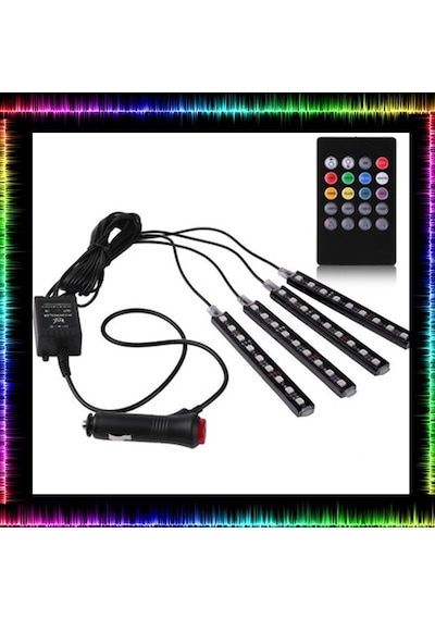 Ayak Altı Led 12'Li Sese Duyarlı Kumandalı Rgb 7 Renk Oto Şerit (362574693)