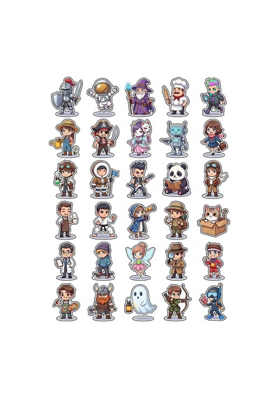 30 Adet Sevimli Chibi Karakter Sticker Seti - Defter Ajanda Laptop Kılıf Çok Renkli