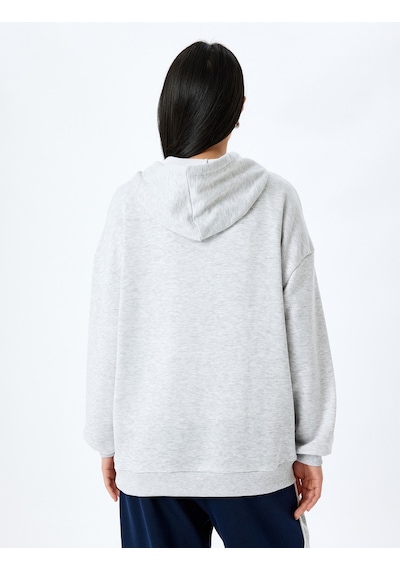 Koton Kapüşonlu Kanguru Cepli Pamuklu Basic Sweatshirt Kar Melanj 5sal10472ık Gri Melanj
