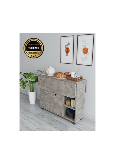 Yemek Masası Katlanabilir Dolaplı Raflı Tekerlekli Mdf Çok Amaçlı Gri Yemek Masası Katlanabilir Dolaplı Raflı Tekerlekli Mdf Çok Amaçlı Gri