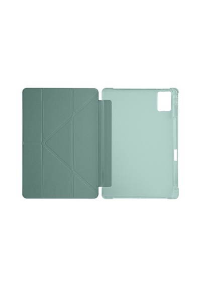 Lenovo Idea Tab Plus 12.1 2025 Tb361fu-tb361zu Uyumlu Kalem Bölmeli Dönebilen Üçgen Standlı Tri Folding Tablet Kılıfı - Koyu Yeşil - T42077