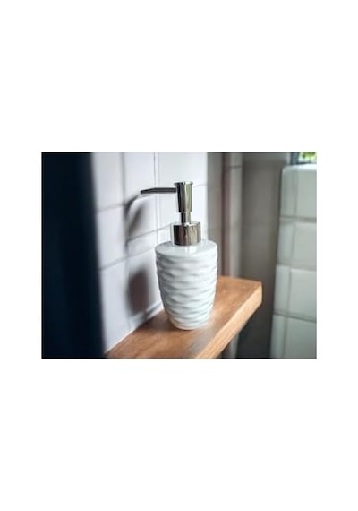 Seramik Sıvı Sabunluk, Dalga Desenli, Beyaz, Banyo Lavabo Aksesuarı Diğer