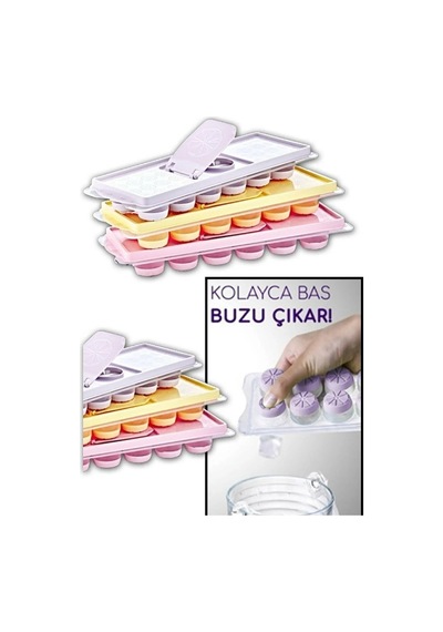 12'li Buz Kalıbı Buzluk Yapışmaz Bas Çıkar Parmak Buz Kalıbı Plastik Diğer