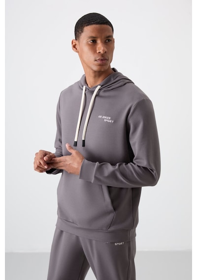 Tommy Life Koyu Gri Pamuklu Kalın Yumuşak Dokulu Comfort Fit Nakışlı Erkek Eşofman Takım - 85255 Koyu Gri