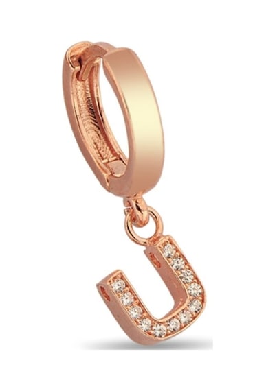 U Harfi Sallantılı 925 Ayar Gümüş Rose Tek Küpe - 12080902 Rose Gold