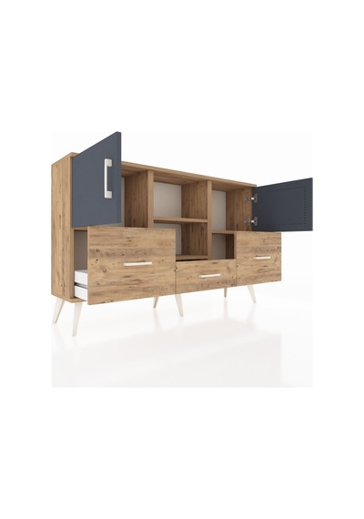 Arges Konsol 4 Raflı 3 Çekmeceli 3 Kapaklı 132x30x83 Çam-antrasit/çam Antrasit/çam Arges Konsol 4 Raflı 3 Çekmeceli 3 Kapaklı 132x30x83 Çam-antrasit/çam Antrasit/çam