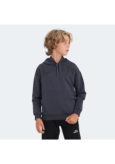 Slazenger LETTO Çocuk Kapüşonlu Cepli Koyu Gri Sweatshirt
