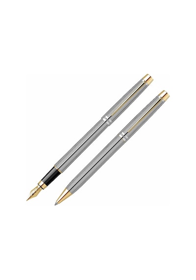 Scrikss Isminize Özel 722W Gold Krom Balıksırtı Dolma+Tükenmez Ka