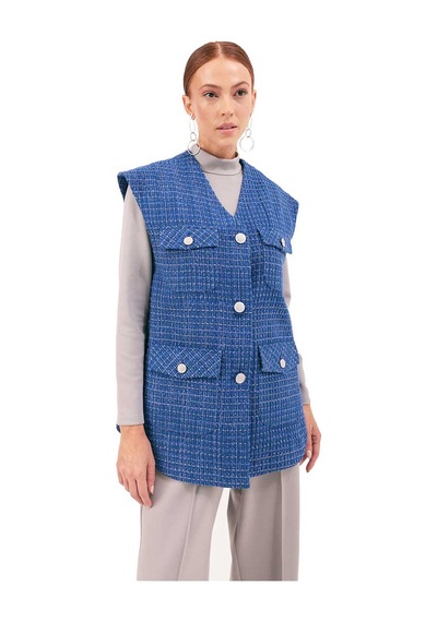 Aker 23aw09038111 Küçük Beden Yelek 23aw09038111 050 Saks Saks Mavi