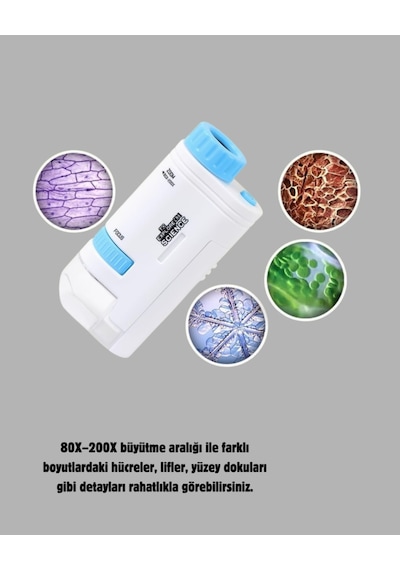 Led Işıklı Mikroskop 80x 200x Zoom Eğitici Bilim Seti Ve Taşınabilir