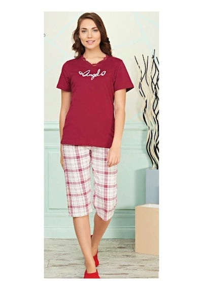 Alperi Kadın Bordo Kapri Pijama Takımı - 697151000021