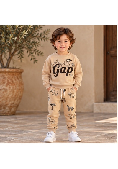 Maxx Kelın Erkek Çocuk Bej 2 İplik Şardonlu Baskılı Eşofman Takımı Hayvan Desenli Sweatshirt Ve Pantolon Maxx Kelın Erkek Çocuk Bej 2 İplik Şardonlu Baskılı Eşofman Takımı Hayvan Desenli Sweatshirt Ve Pantolon