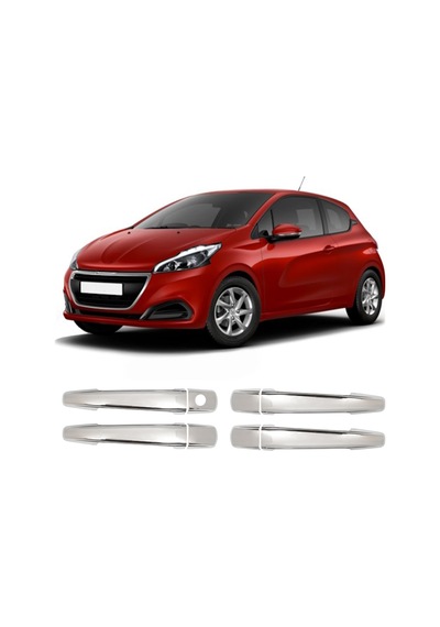 Peugeot 208 Uyumlu 2012-2020 Krom Kapı Kolu 4 Kapı Paslanmaz Çelik