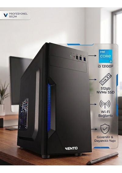 Mod Gaming Vento MB-O13B i3-13100F 16 GB 512 GB SSD 2 GB GT610 W11P Masaüstü Bilgisayar