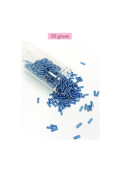 Uzun Boru Kesme Boncuk Çap 2mm Uzunluk 10 Mm - 20 Gram - Mavi - Bnc242