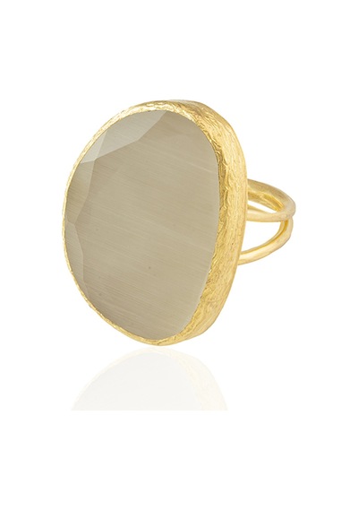 Kadir Jewellery 22 Ayar Altın Kaplama Kadın Fosil Taşlı Yüzük Beyaz 67108400
