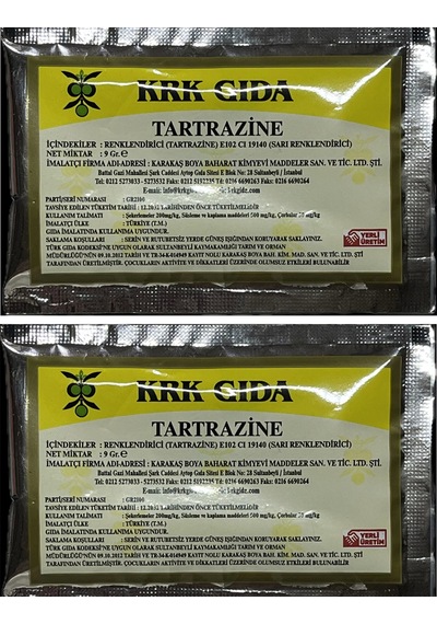 Gıda Boyası Toz Sarı Renklendirici 9 Gr 2 Adet