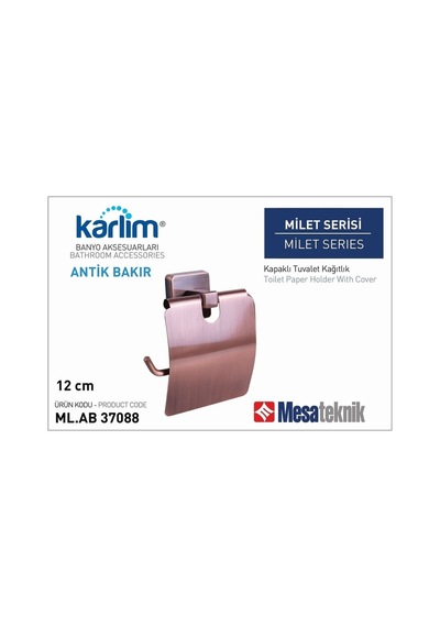 Karlim Ml.ab 37088-k Milet Serisi Kapaklı Tuvalet Kağıtlık 12 Cm Antik Bakır Kaplama Bakır