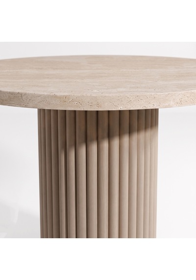 Lunera Traverten Yuvarlak Yemek Masası 120x120 Kapuçino