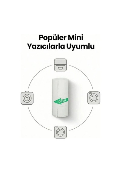 Kendinden Yapışkanlı Çocuk Kamera Baskı Kağıdı, 5 Li Rulo 57x25mm Baskı Termal Kağıt Rulo