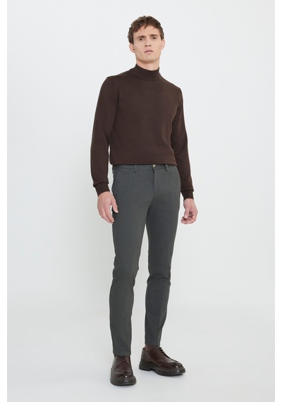 AC&Co / Altınyıldız Classics Erkek Yesıl Slim Fit Dar Kesim Pamuklu Esnek Armürlü Yan Cep Pantolon - Yesıl Yeşil
