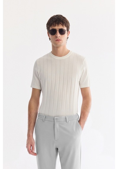 Avva Erkek Gri Beli Lastikli Teknik Kumaş Comfort Slim Fit Pantolon A61y3209