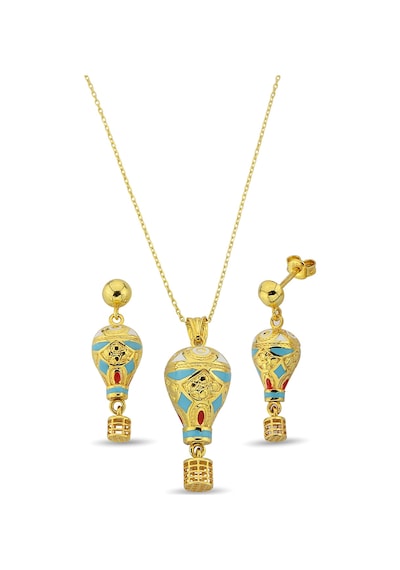 18k Altın Kaplamalı 925 Ayar Gümüş Uçan Balon Set - 67022902 Altın