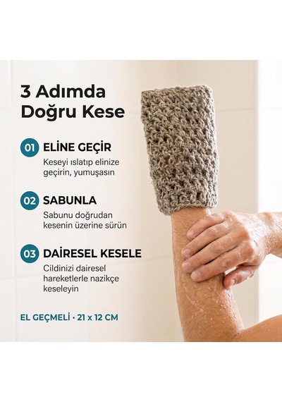 Lexroo %100 Doğal Keçi Kılı Banyo Kesesi, El Dokuması Vücut Lifi