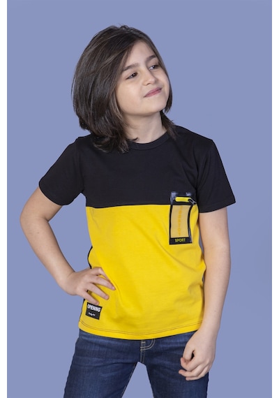 Toontoy Kids Toontoy Erkek Çocuk Garnili Cep Aksesuarlı Tişört Sarı