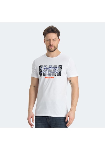 Slazenger RATAN Erkek Baskılı Beyaz Tişört
