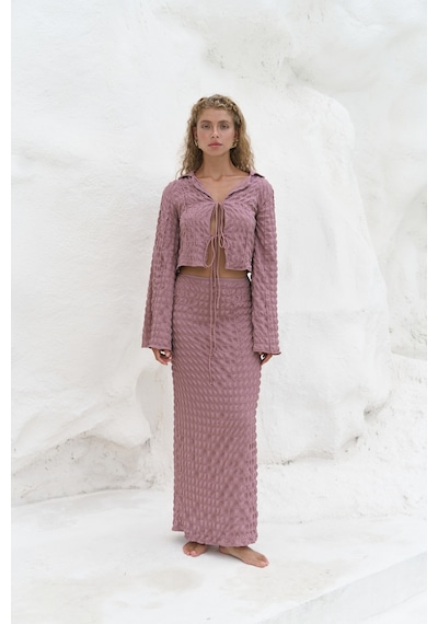 Mai Collection Mai Studios Co. Rania Açık Bordo Gömlek Etek Takım Acık Bordo