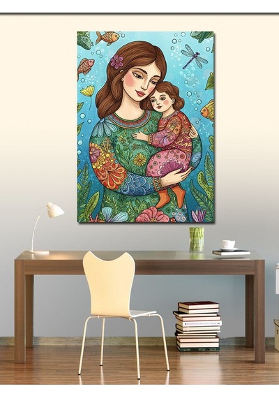 Kanvas Tablo Anne Ve Kız Figürü 50cmx70cm