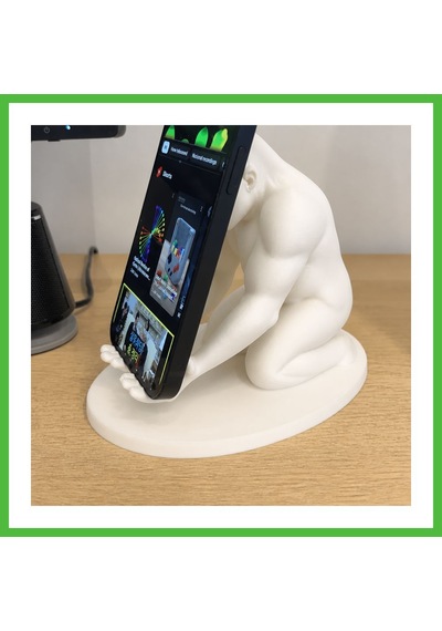Vaveni 3d Baskı Goril Telefon Tutucu - Kaslı Goril Masaüstü Telefon Standı-beyaz Arz