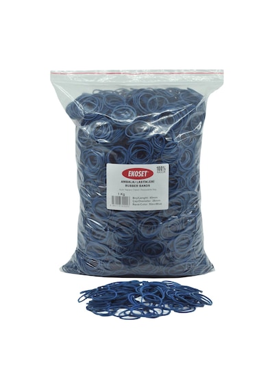 Ekoset Kauçuk Paket Ambalaj Toka Para Lastiği 40Mm Mavi 1Kg