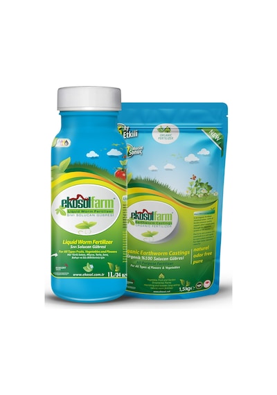Ekosol Farm 1 L Sıvı Solucan Gübresi + 1.5 KG Hobi Katı Gübre