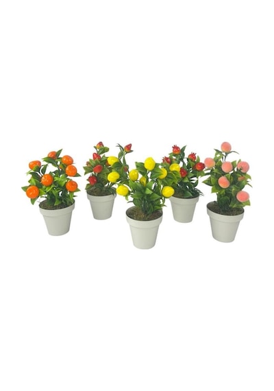 5li Set Yapay Çiçek Mini Saksıda Meyveler 20cm